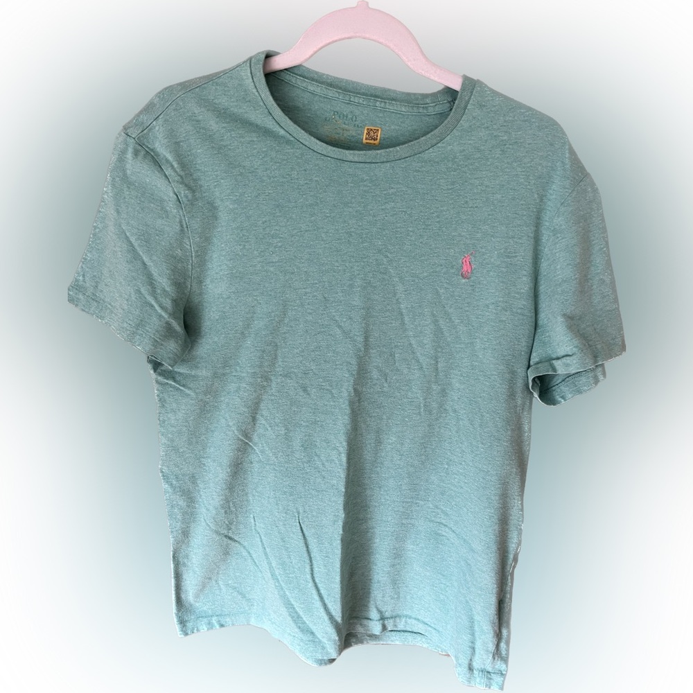 Polo Ralph Lauren Short Sleeve Cotton T-shirt Green Men’s Medium Pink Logo